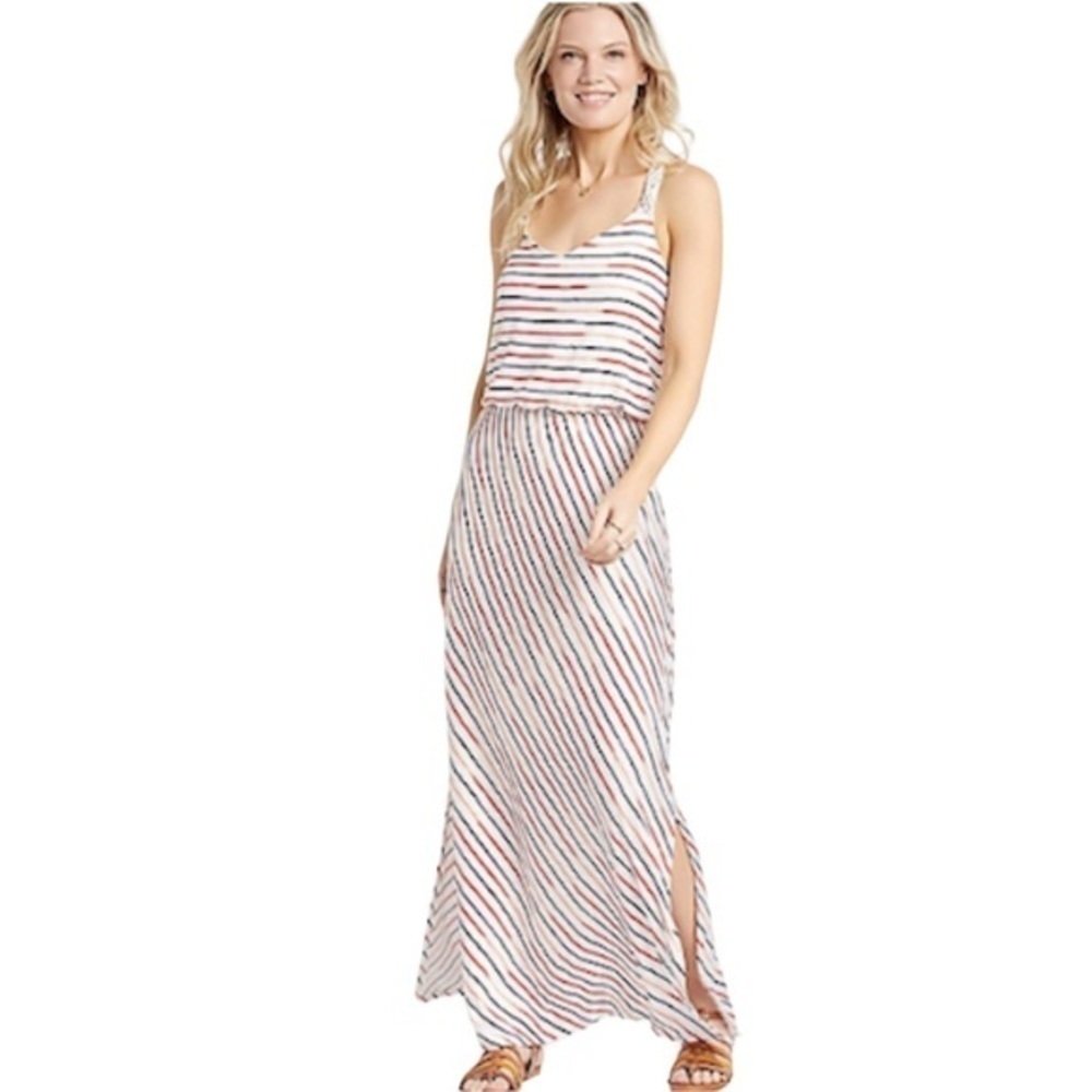 Maurices Americana Stripe Macrame Back Maxi Dress